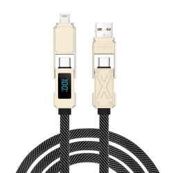  100W 2 in 2 Fast Charging Cable (A+C-C+L) - Gold