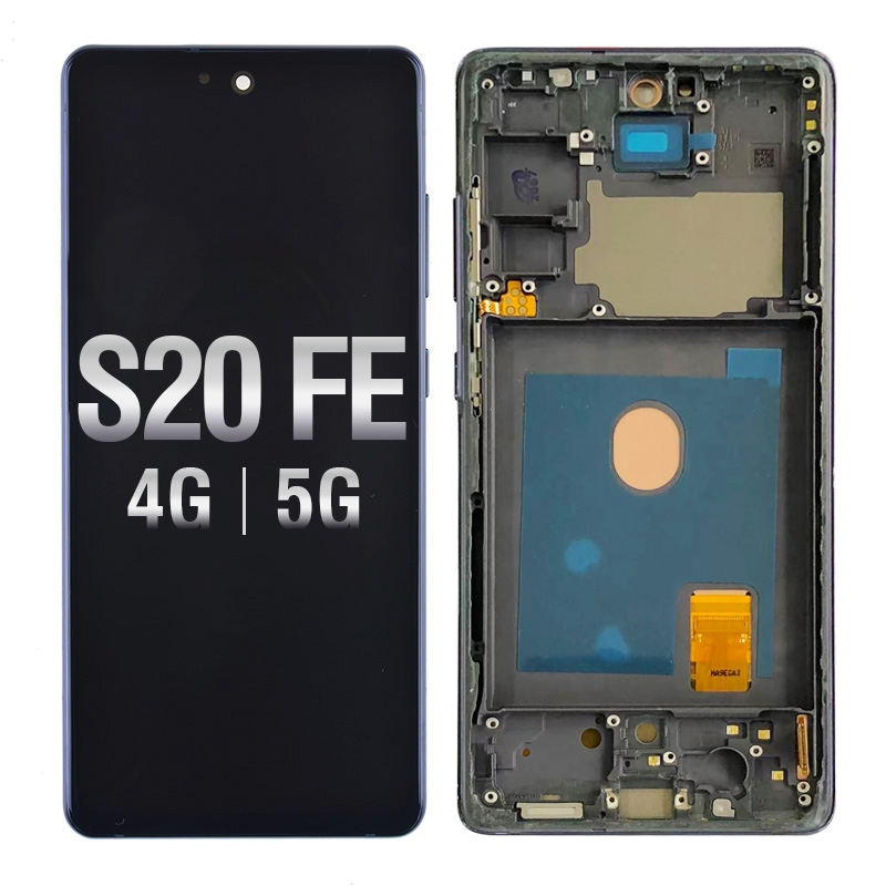 OLED Screen Digitizer Assembly Replacement with Frame for Samsung Galaxy S20 FE G780 (Premium) - Cloud Navy