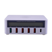  6-Port with Type-C & Quick Charge 3.0 USB Charger Power Adapter Station - White