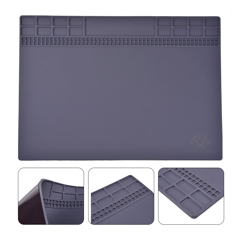 250x350mm Magnetic Heat Insulation Silicone Pad Mat Platform for Mobile Phone Repair - Gray
