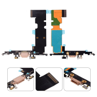  Charging Port with Flex Cable and Mic for iPhone 8 Plus (High Quality) - Gold