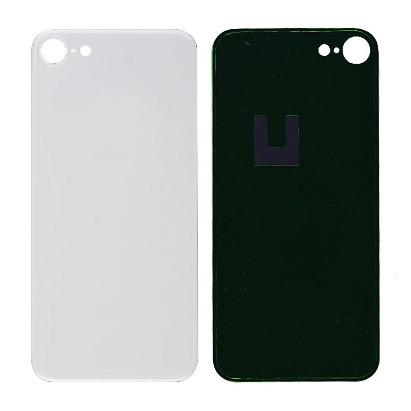 Back Glass Cover with Adhesive for iPhone 8 - White(No Logo/ Big Hole)