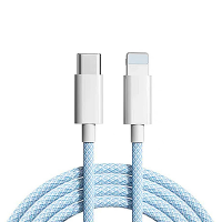  3ft TPE+Nylon Type-C to 8 Pin Fast Charging Data Cable (20-27W) - Blue