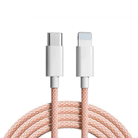  3ft TPE+Nylon Type-C to 8 Pin Fast Charging Data Cable (20-27W) - Pink