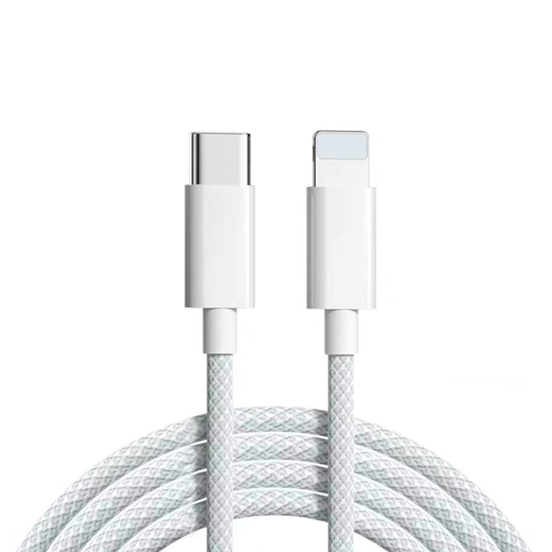 3ft TPE+Nylon Type-C to 8 Pin Fast Charging Data Cable (20-27W) - Gray