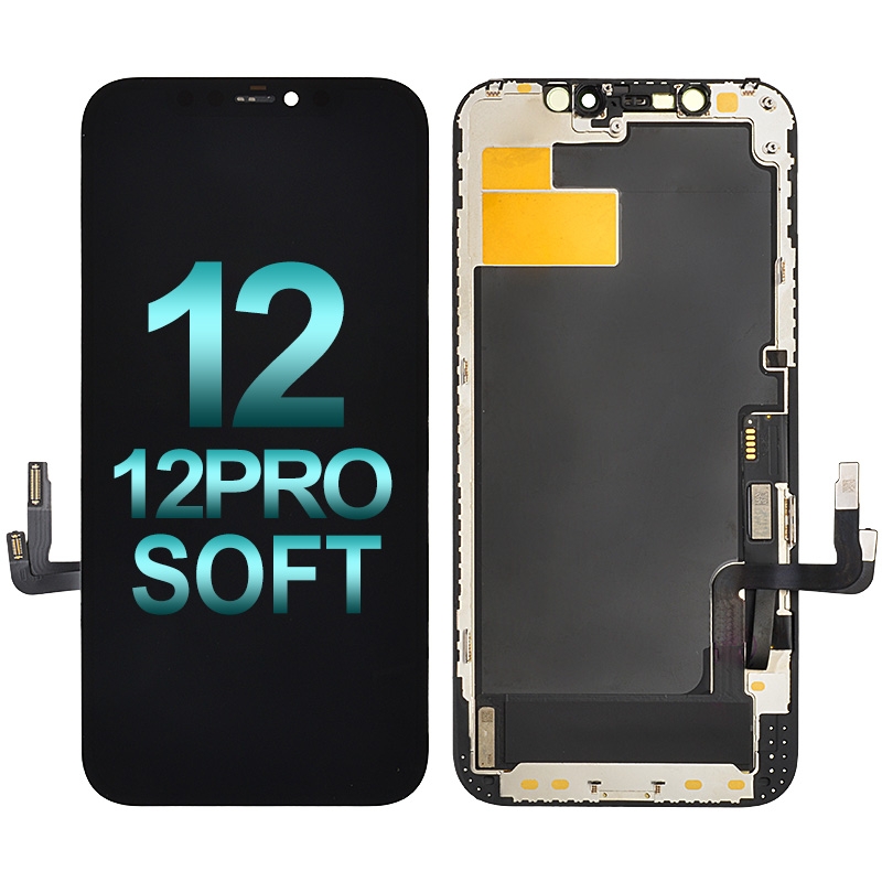 Premium Soft OLED Screen Digitizer Assembly with Frame for iPhone 12/ 12 Pro (Aftermarket Plus) - Black