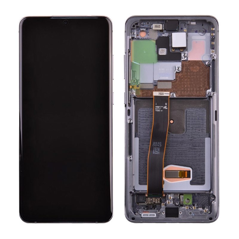 OLED Screen Digitizer with Frame Replacement for Samsung Galaxy S20 Ultra 5G G988U (Refurbished/ Cosmetic Grade B) - Cosmic Gray