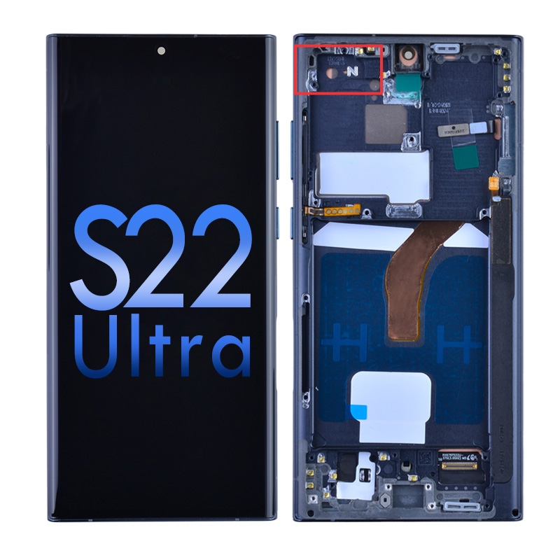 OLED Screen Digitizer with Frame Replacement for Samsung Galaxy S22 Ultra 5G S908 (Aftermarket) - Green