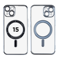  Magnetic Soft Phone Case for iPhone 15 - Silver