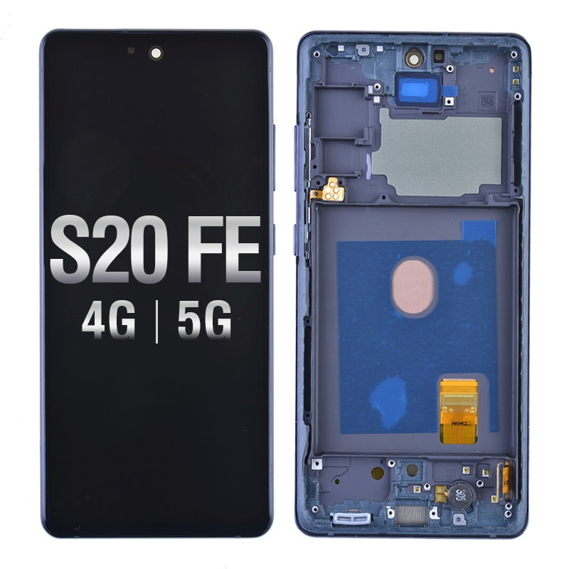 OLED Screen Digitizer Assembly with Frame for Samsung Galaxy S20 FE G780 (Premium) - Cloud Navy