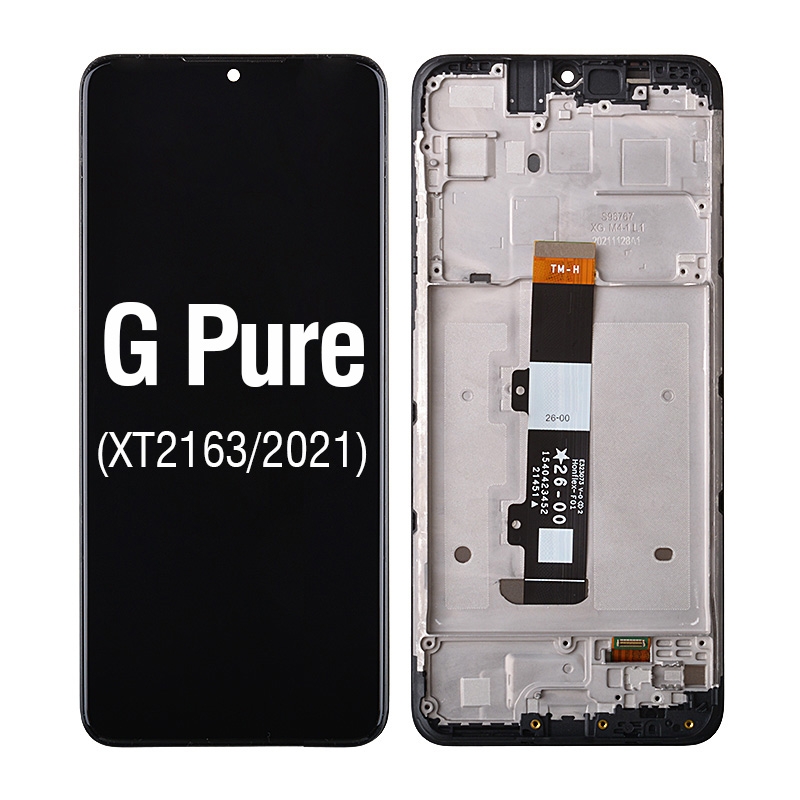 LCD Screen Digitizer Assembly with Frame for Motorola Moto G Pure (2021) XT2163 - Black