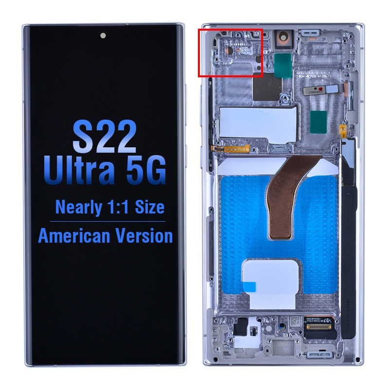 OLED Screen Digitizer with Frame Replacement for Samsung Galaxy S22 Ultra 5G S908 (for America Version) (Aftermarket) - White