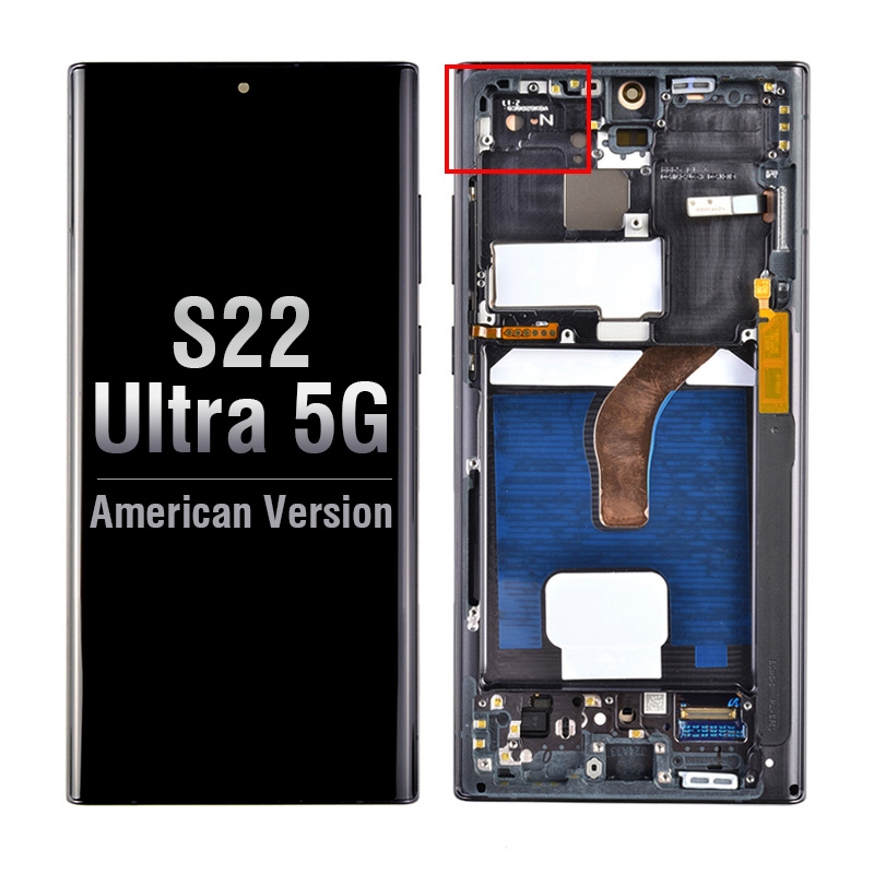 OLED Screen Digitizer Assembly with Frame for Samsung Galaxy S22 Ultra 5G S908 (for America Version)(Premium) - Phantom Black