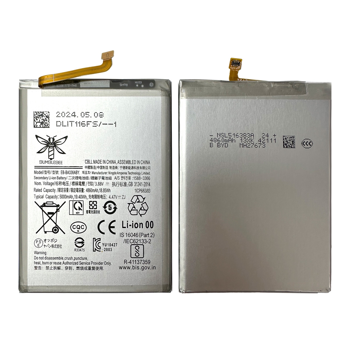 3.88V 4860mAh Battery for Samsung Galaxy A33 5G (2022) A336/ A53 5G (2022) A536 Compatible (EB-BA336ABY)