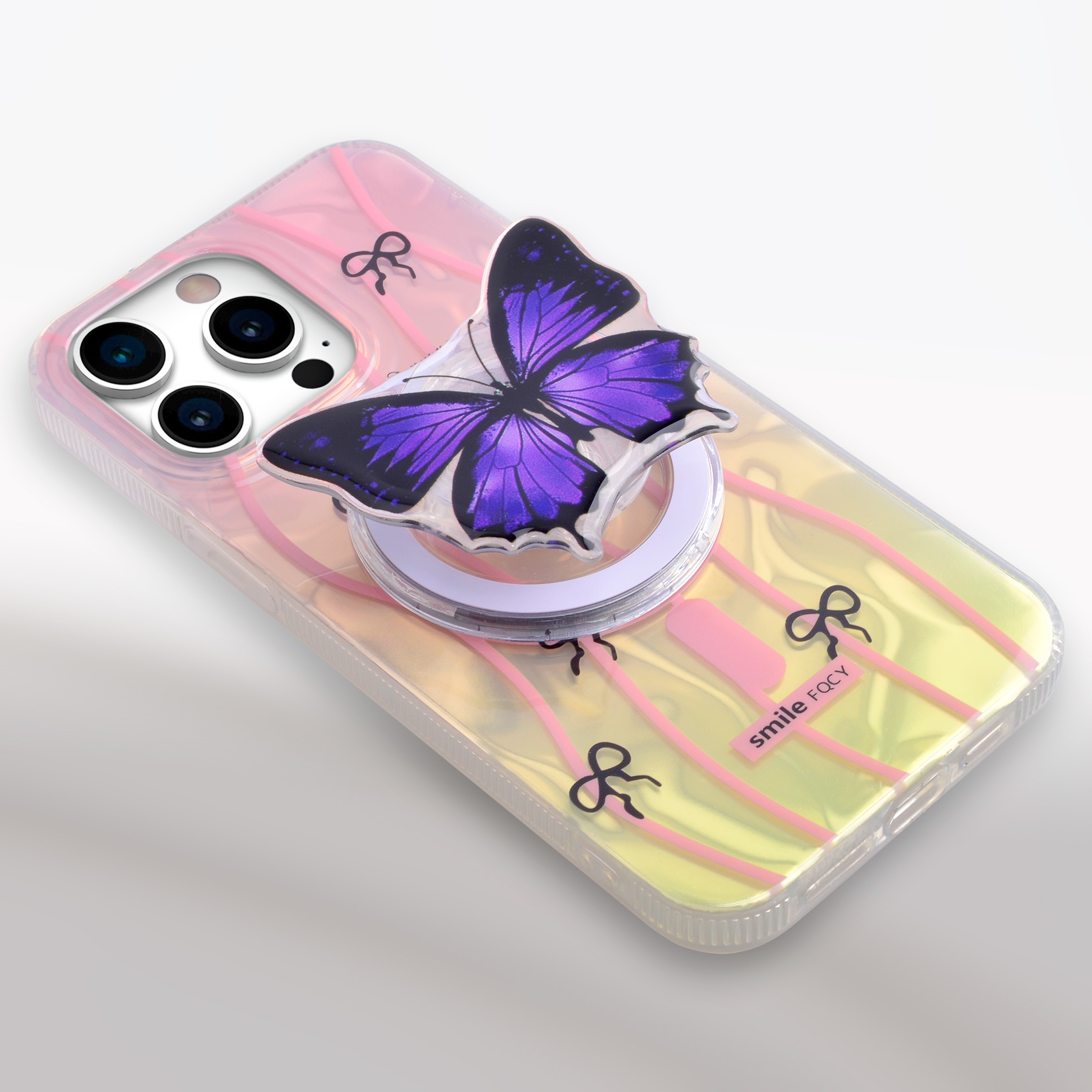 Magnet Phone Kickstand with Butterfly Pattern - Purple