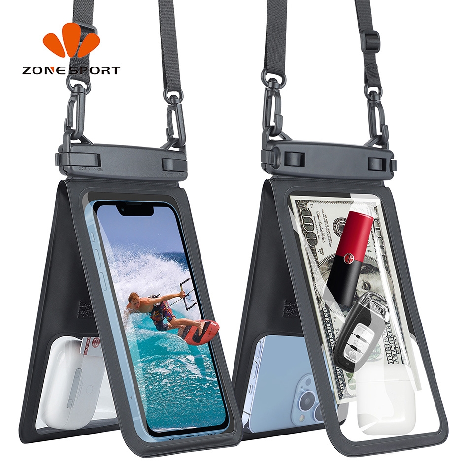 Double Pocket Waterproof Bag for Phones up to 6.7 inches - Black