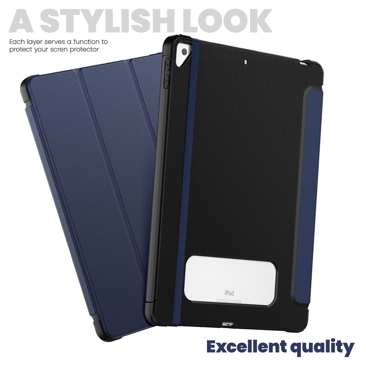 Carbon Fibre iPad Case (Auto Wake/Sleep) for iPad 7/ 8/ 9/ Pro 10.5/ Air 3 - Dark Blue