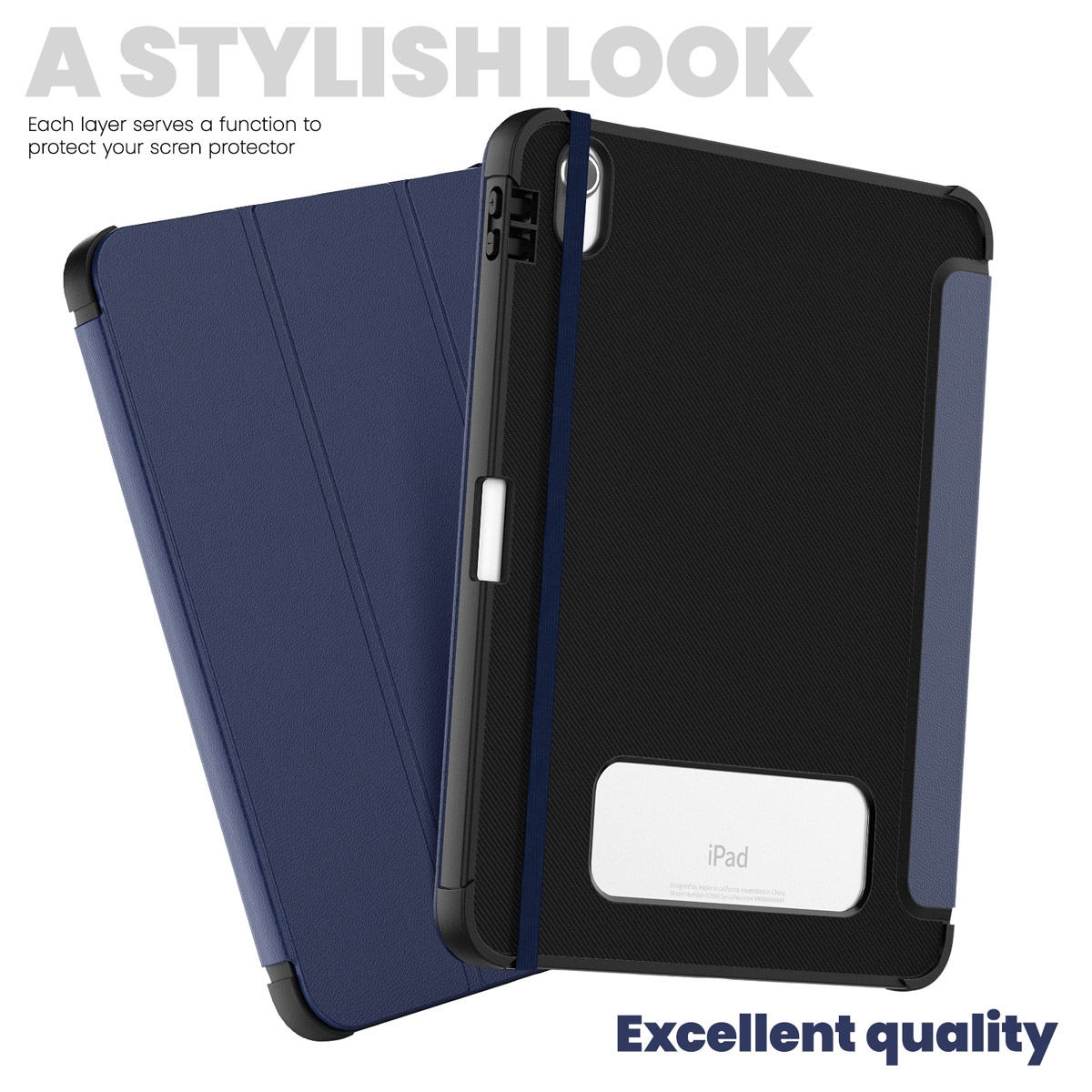 Carbon Fibre iPad Case (Auto Wake/Sleep) for iPad 10 (2022) (10.9 inches) - Dark Blue