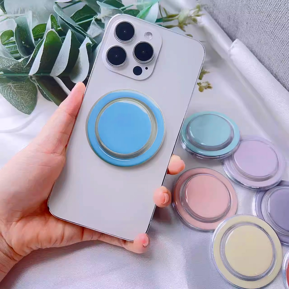 Magnetic Macaron Color Phone Grip & Stand - Blue