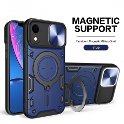   2 in 1 Protect Case with Slide Camera Cover & Ring Kickstand for iPhone XR - Blue