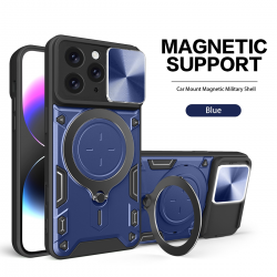  2 in 1 Protect Case with Wireless Charging and Camera Protector for iPhone 14 Pro Max- Blue