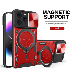  2 in 1 Protect Case with Wireless Charging and Camera Protector for iPhone 14 Pro Max- Red