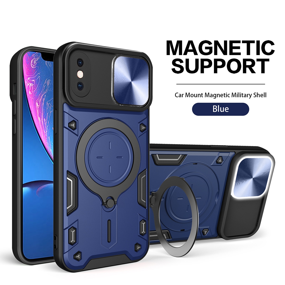 2 in 1 Protect Case with Wireless Charging and Camera Protector for iPhone XS Max - Blue