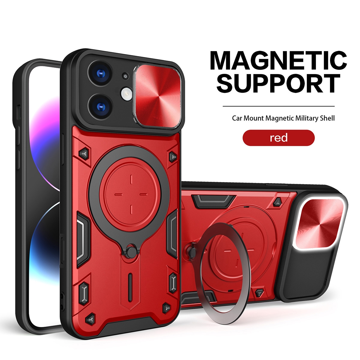 2 in 1 Protect Case with Wireless Charging and Camera Protector for iPhone 11 - Red