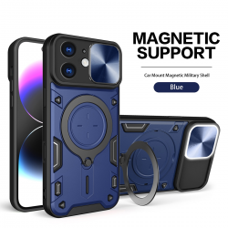   2 in 1 Protect Case with Slide Camera Cover & Ring Kickstand for iPhone 11 - Blue