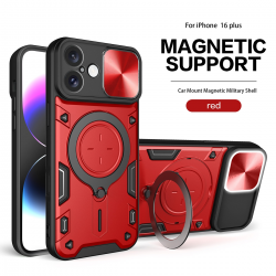  2 in 1 Protect Case with Wireless Charging and Camera Protector for iPhone 16 Plus- Red