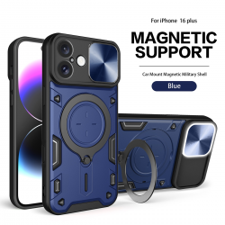  2 in 1 Protect Case with Wireless Charging and Camera Protector for iPhone 16 Plus- Blue