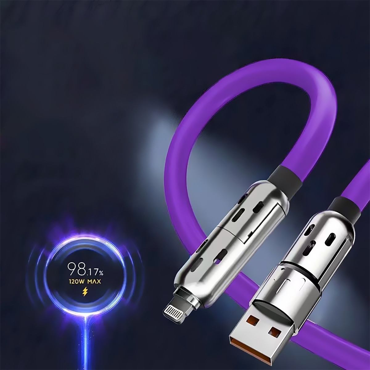 240W 2 in 2 Fast Charging Cable (1m) - Purple