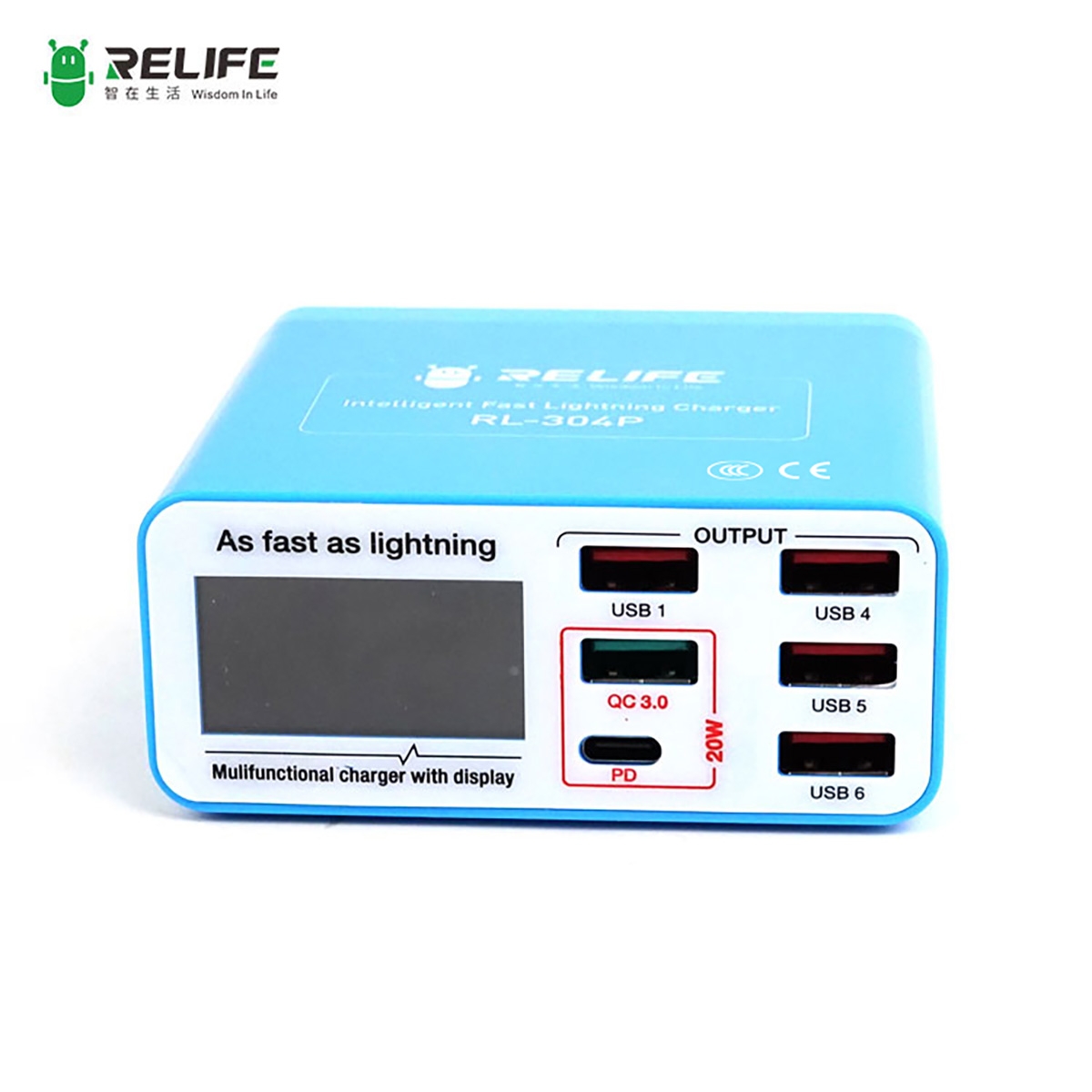 Smart 6-port Digital Display Lightning Charger