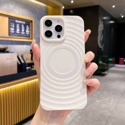  Magnetic TPU Case with Corrugated Pattern for iPhone 13 Pro - White