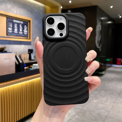  Magnetic TPU Case with Corrugated Pattern for iPhone 13 Pro Max / 12 Pro Max - Black