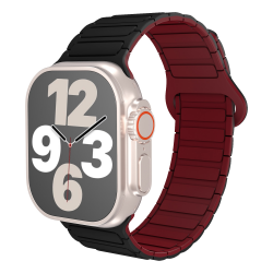  Magnetic Silicone Watch Band for Apple iWatch 38/40/41mm - Black and Claret