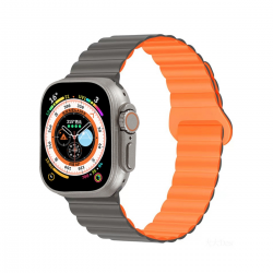  Magnetic Silicone Watch Band for Apple iWatch 38/40/41mm - Gray and Orange