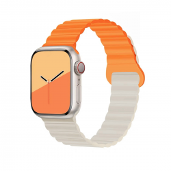  Magnetic Silicone Watch Band for Apple iWatch 38/40/41mm - Orange and Cream