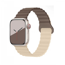  Magnetic Silicone Watch Band for Apple iWatch 42/44/45/49mm - Coffee and Cream