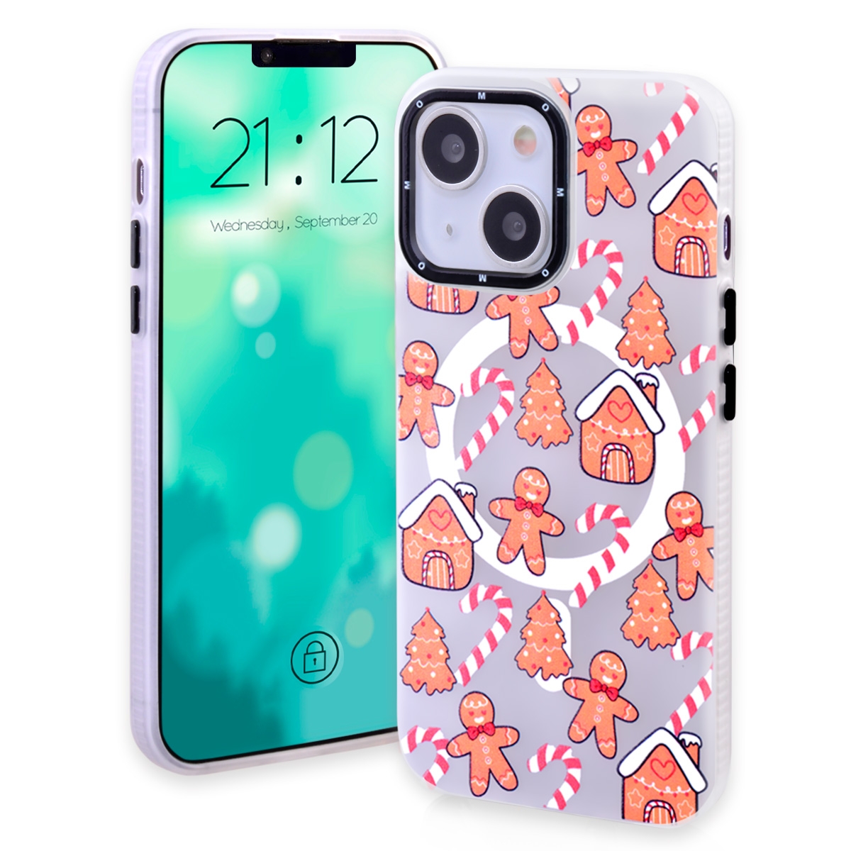 Magnetic TPU Case with Cute Merry Christmas Pattern for iPhone 14 Plus/ 15 Plus