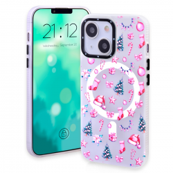  Magnetic TPU Case with Cute Merry Christmas Pattern for iPhone 14 Plus/ 15 Plus