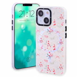  Magnetic TPU Case with Cute Merry Christmas Pattern for iPhone 14 Plus/ 15 Plus