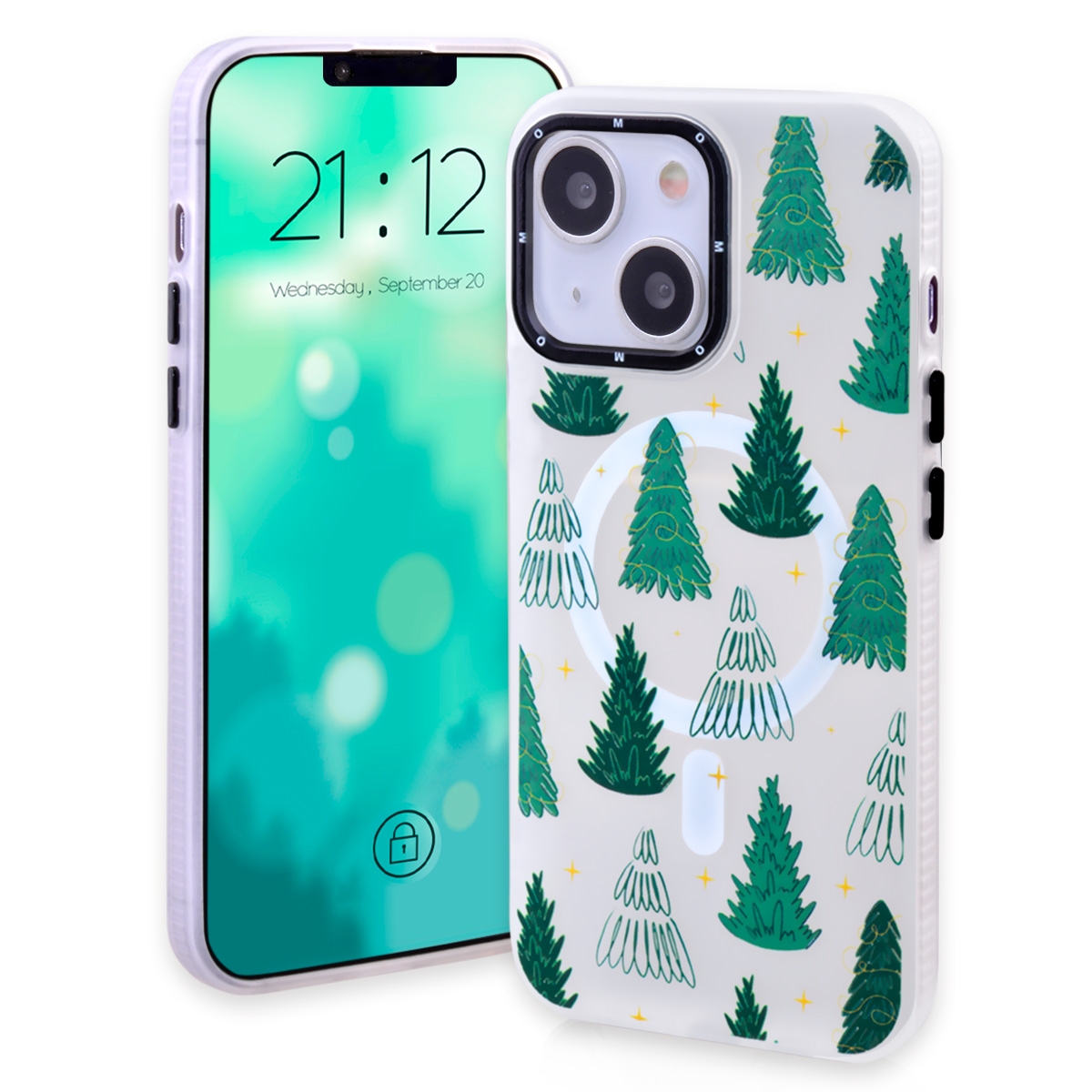 Magnetic TPU Case with Cute Merry Christmas Pattern for iPhone 14 Plus/ 15 Plus