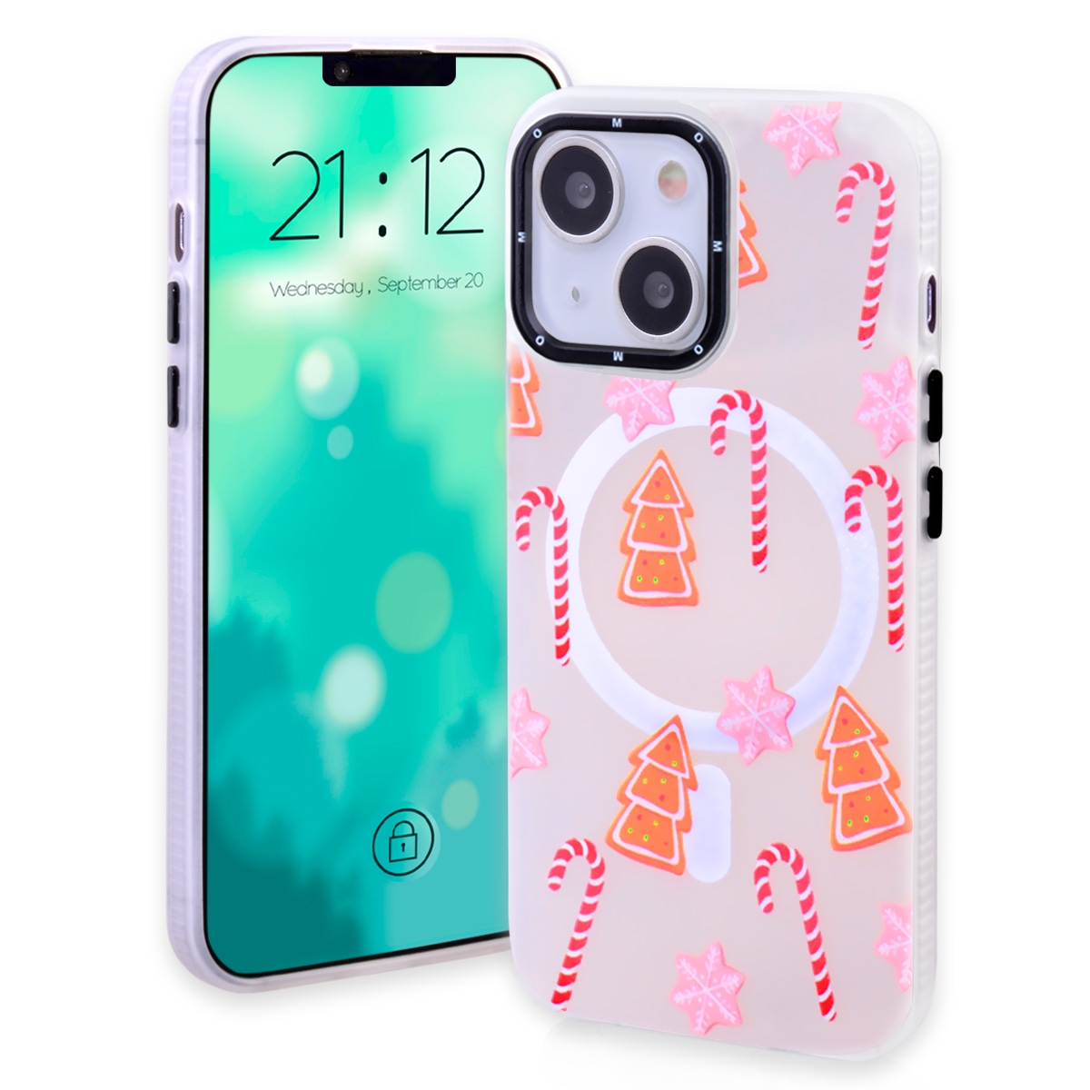 Magnetic TPU Case with Cute Merry Christmas Pattern for iPhone 14 Plus/ 15 Plus