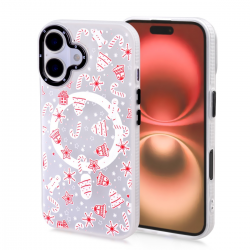  Magnetic TPU Case with Cute Merry Christmas Pattern for iPhone 16 Plus