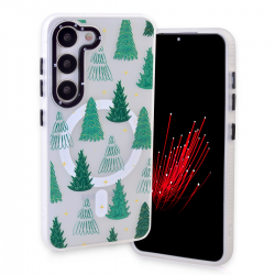  Magnetic TPU Case with Cute Merry Christmas Pattern for Samsung Galaxy S23