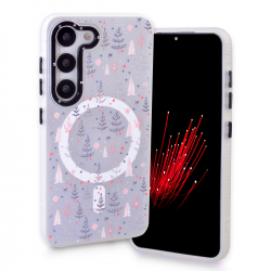  Magnetic TPU Case with Cute Merry Christmas Pattern for Samsung Galaxy S23