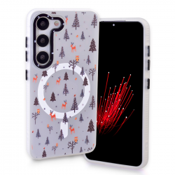  Magnetic TPU Case with Cute Merry Christmas Pattern for Samsung Galaxy S23