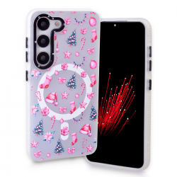  Magnetic TPU Case with Cute Merry Christmas Pattern for Samsung Galaxy S23