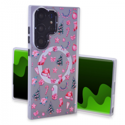  Magnetic TPU Case with Cute Merry Christmas Pattern for Samsung Galaxy S23 Ultra